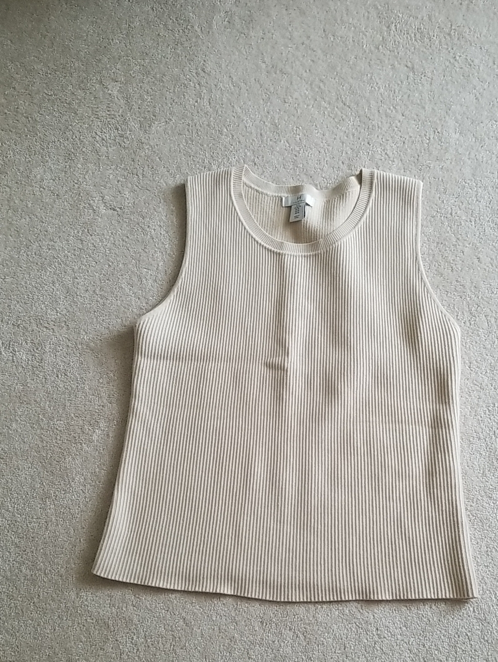 Halston Sleeveless Rib Knit Top - Cream